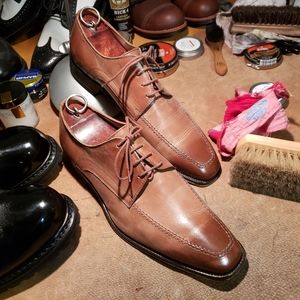 Italian Derby Apron Stitch tan, brown patina